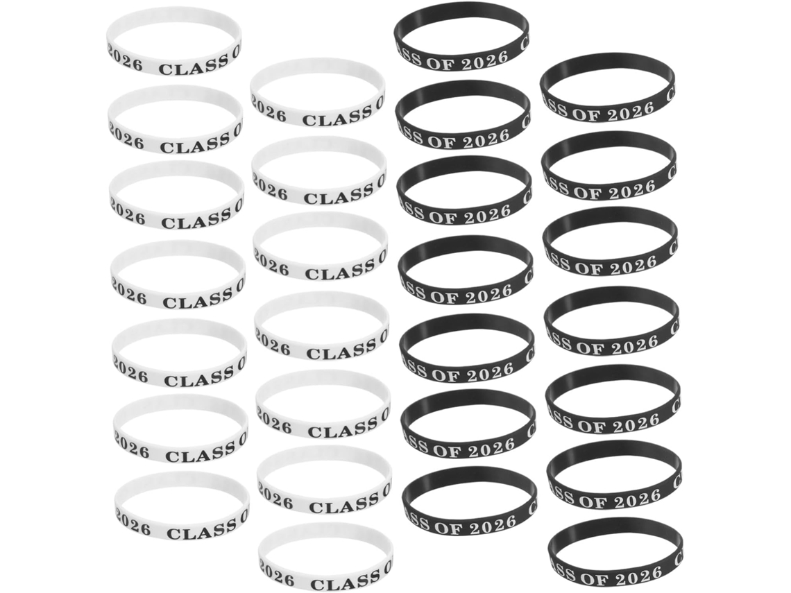 Bestonzon Pulseira de Silicone Flexível e Durável com Texto para Turma 2026 - Pacote com 50 unidades, Ideal para Festas