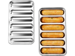 Conjunto De 2 Formas De Aço Inoxidável Para Linguiça, Com 6 Cavidades Cada, Ideais Para Linguiça De Carne Moída, Próprias Para Forno, Vaporizador