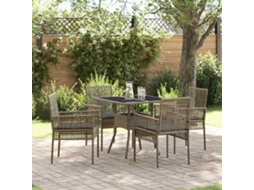 Vidaxl Conjunto De Jantar Para Jardim 5 Pcs Cinzeto Vime Pe