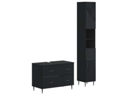 Vidaxl Conjunto De Armário De Banheiro Com 2 Peças Haarlem Preto