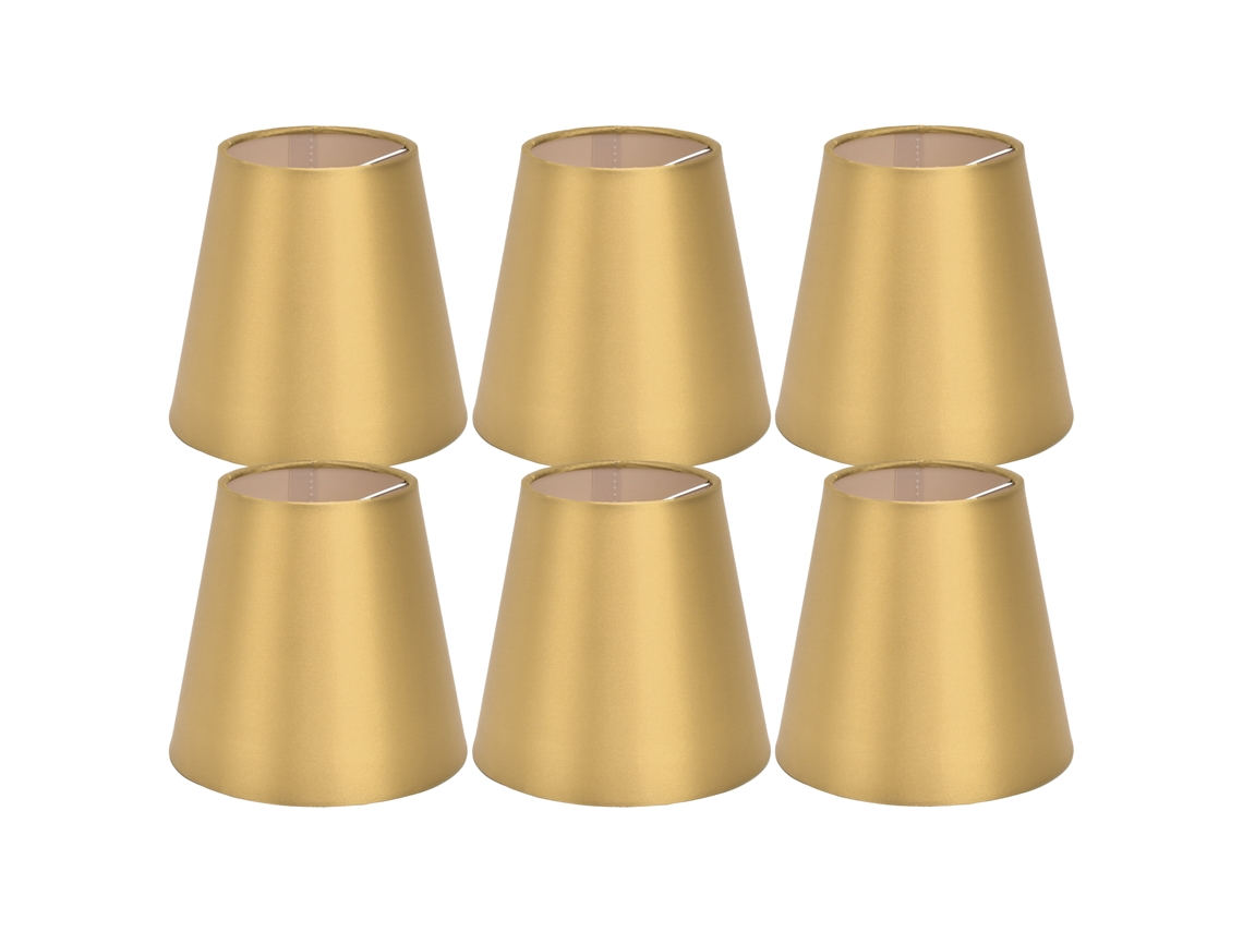 Conjunto de 6 Abajures de Tecido E14 para Mesa Teto Quartos Salas Dourado