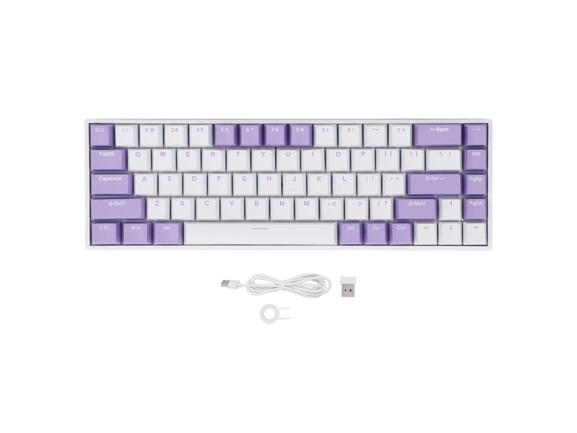 Teclado Mecânico 68 Teclas 60% Sem Fio 2.4g Bluetooth 5.0 Rgb Retroiluminado Switch Azul Para Jogos Windows Android