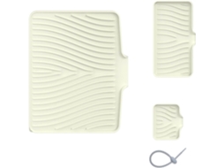 Conjunto De 3 Tapetes Silicone Com Borda Elevada Para Pia Cozinha, Saboneteira De Bancada E Escorredor Mamadeiras