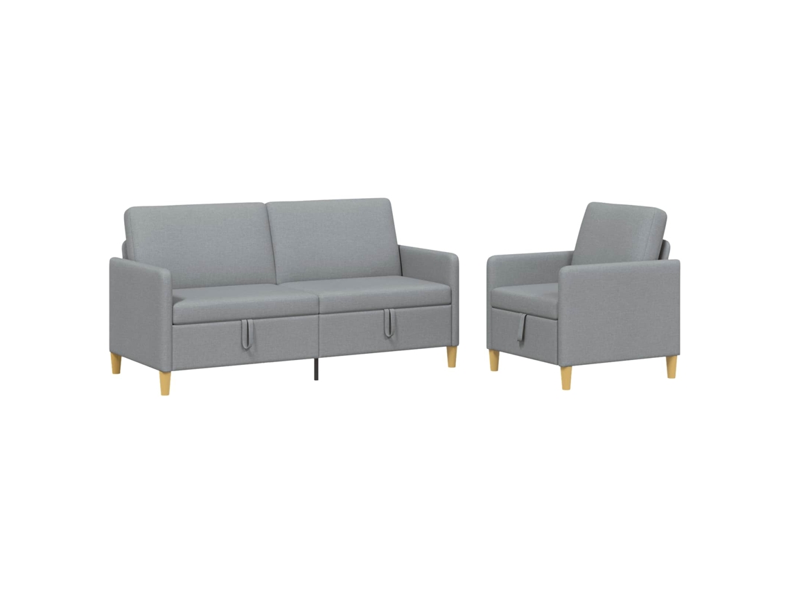 Conjunto de Sofá com Armazenamento 2 Pcs Cinzento claro SYFAX