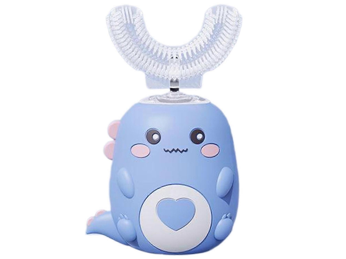 Escova de Dentes Elétrica Infantil em Formato U com Desenho Animal Fofo e Cerdas Macias Silicone. GOKOCO
