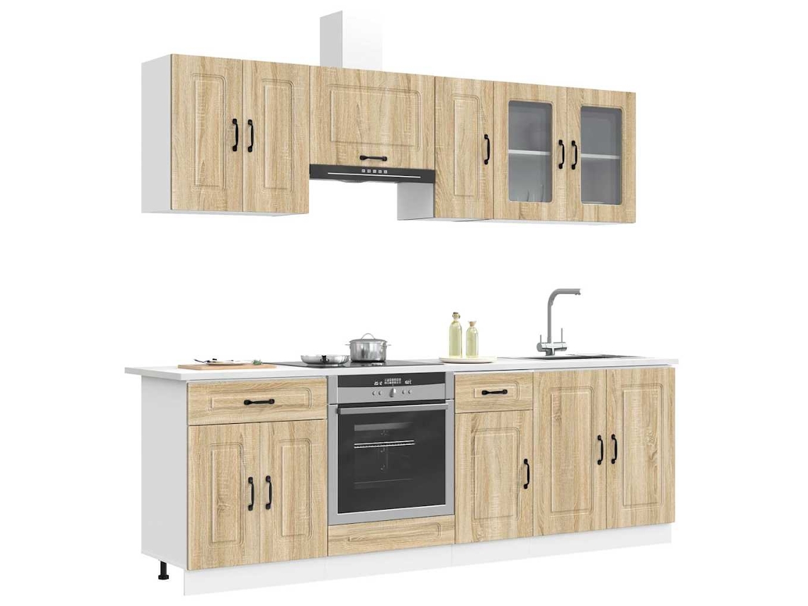 Vidaxl 8 Peças Armário De Cozinha Conjunto Kalmar Sonoma Carvalho