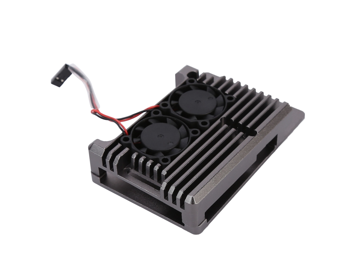 Capa De Resfriamento Em Liga De Alumínio Com Ventoinha Para Raspberry Pi 4 B Modelo Cinza