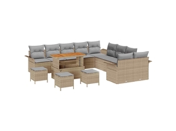 Maison Exclusive - Conjunto De Sofá De Jardim 14 Pcs Bege E Cinza Claro