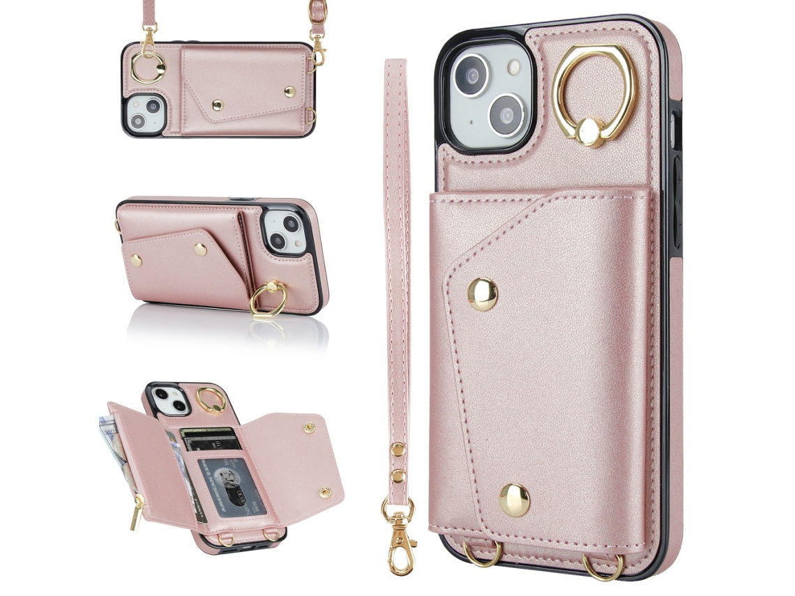 Capa Para Iphone 14 Plus Pele Sintética Rosa