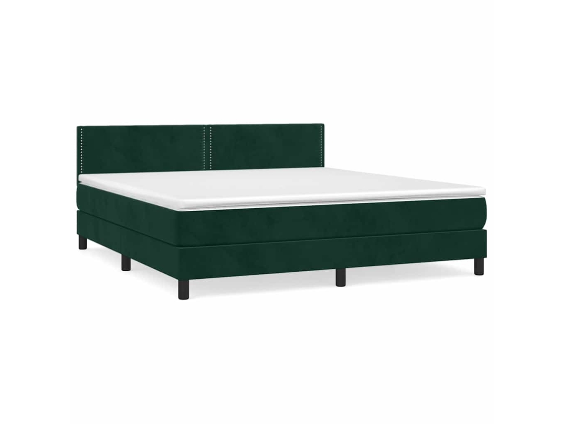 Cama com Molas/colchão 180x200 Cm Veludo Verde escuro MAISON EXCLUSIVE