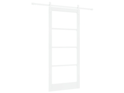 Porta Deslizante Com Conjunto De Ferragens Orkdal Madeira Sólida Branca E Vidro Vidaxl Branco Madeira (93 X 211 Cm)