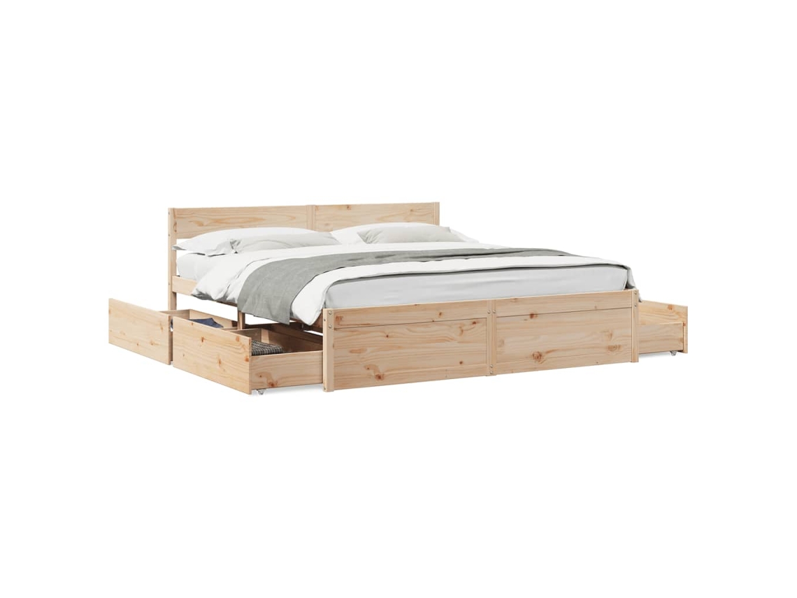 Cama Sem Colchão 200x200 Cm Madeira de Pinho Maciça MAISON EXCLUSIVE