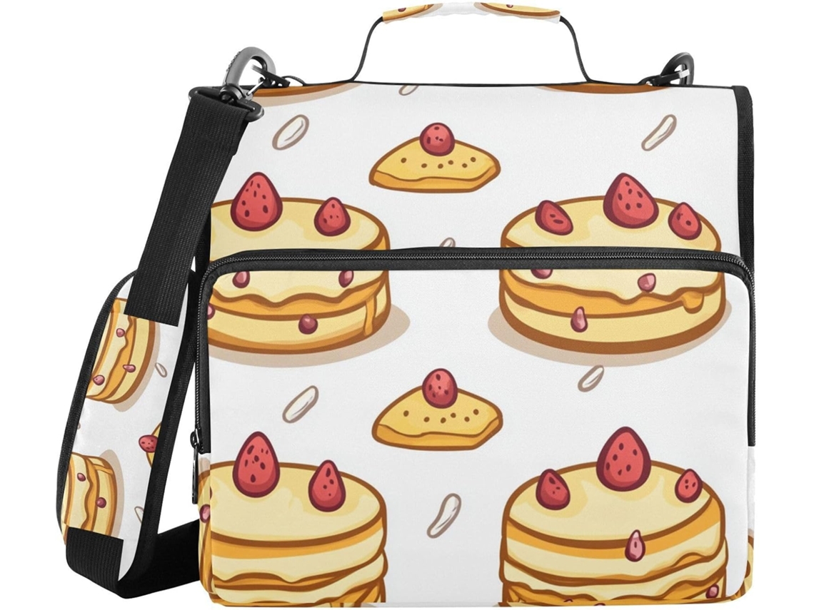 Pasta Organizadora De Bolos 3 Argolas 1, 5 Polegadas Com Alça E De Ombro Removível, Vários Bolsos, Bolsa Guardar