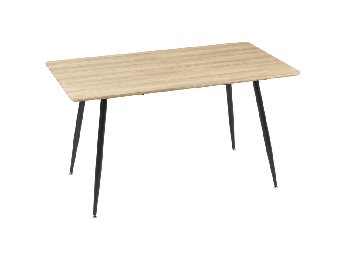 Mesa De Jantar Retangular Para 4 Pessoas Com Tampo Em Imitação De Madeira E 4 Pés De Aço, 140 X 80 X 76 Cm, Preta.