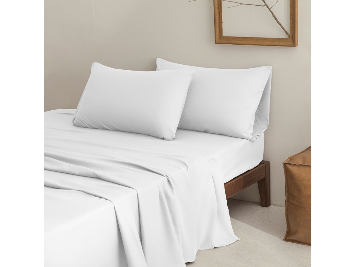 Conjunto Lençóis 4 Peças Lençol De Baixo 137x190*26cm Lençol De Cima 205*243cm Fronhas 76x50cm Microfibra Branco Hexinyigjly