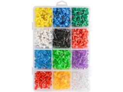Tachinas coloridas Healifty para mapas, 12 unidades, com cabeças de plástico e pontas de metal, fáceis de usar.