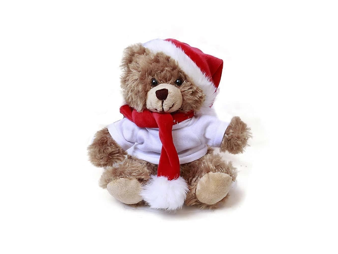 Urso De Pelúcia De Natal Com Chapéu E Cachecol, Macio, Presente Para Crianças
