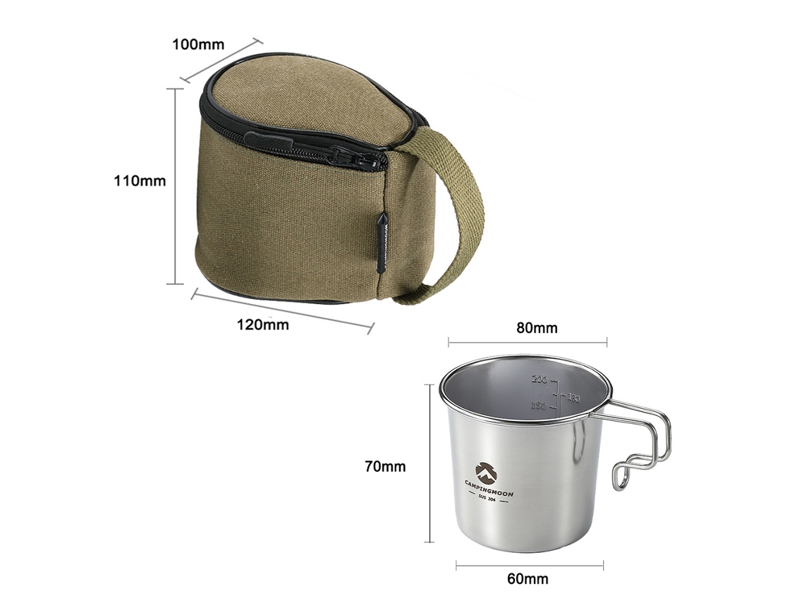 4 Copo Sierra Inox 210ml Com Saco Para Camping