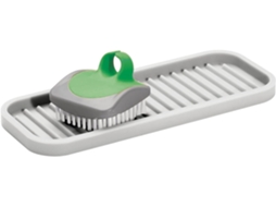 Organizador De Silicone Para Esponjas E Escovas De Lavatório Cinza Claro