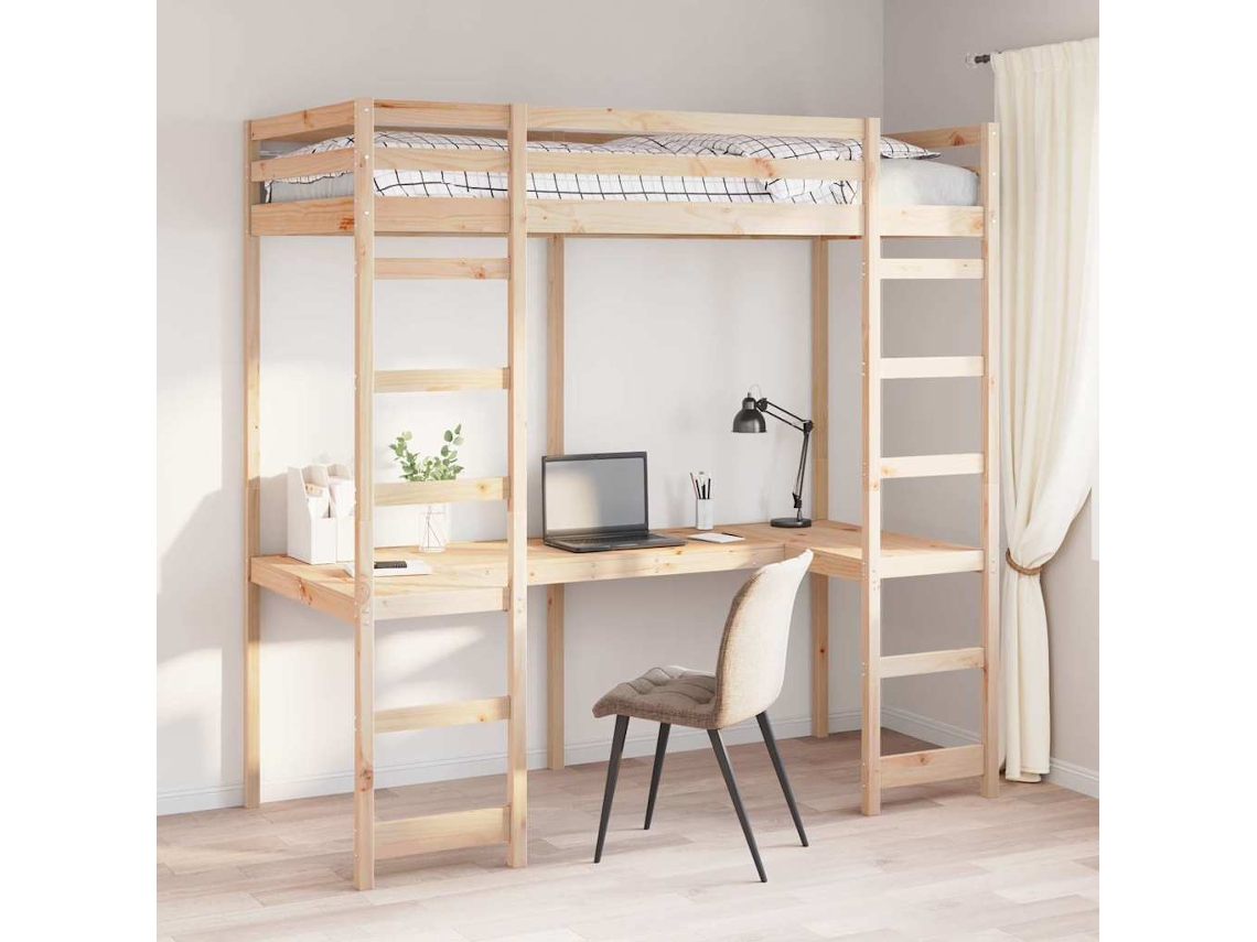 Vidaxl Estrutura De Cama Loft Natural 90 X 200 Cm