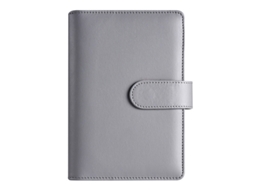 A6 Pu Leather Budget Notebook Wallet With Zipper Pouch And Envelope, Macaron Color, Gray Cover Only