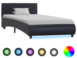 Bed Frame, Bed Frames Vidaxl Preto Couro Artificial (90 X 200 Cm)