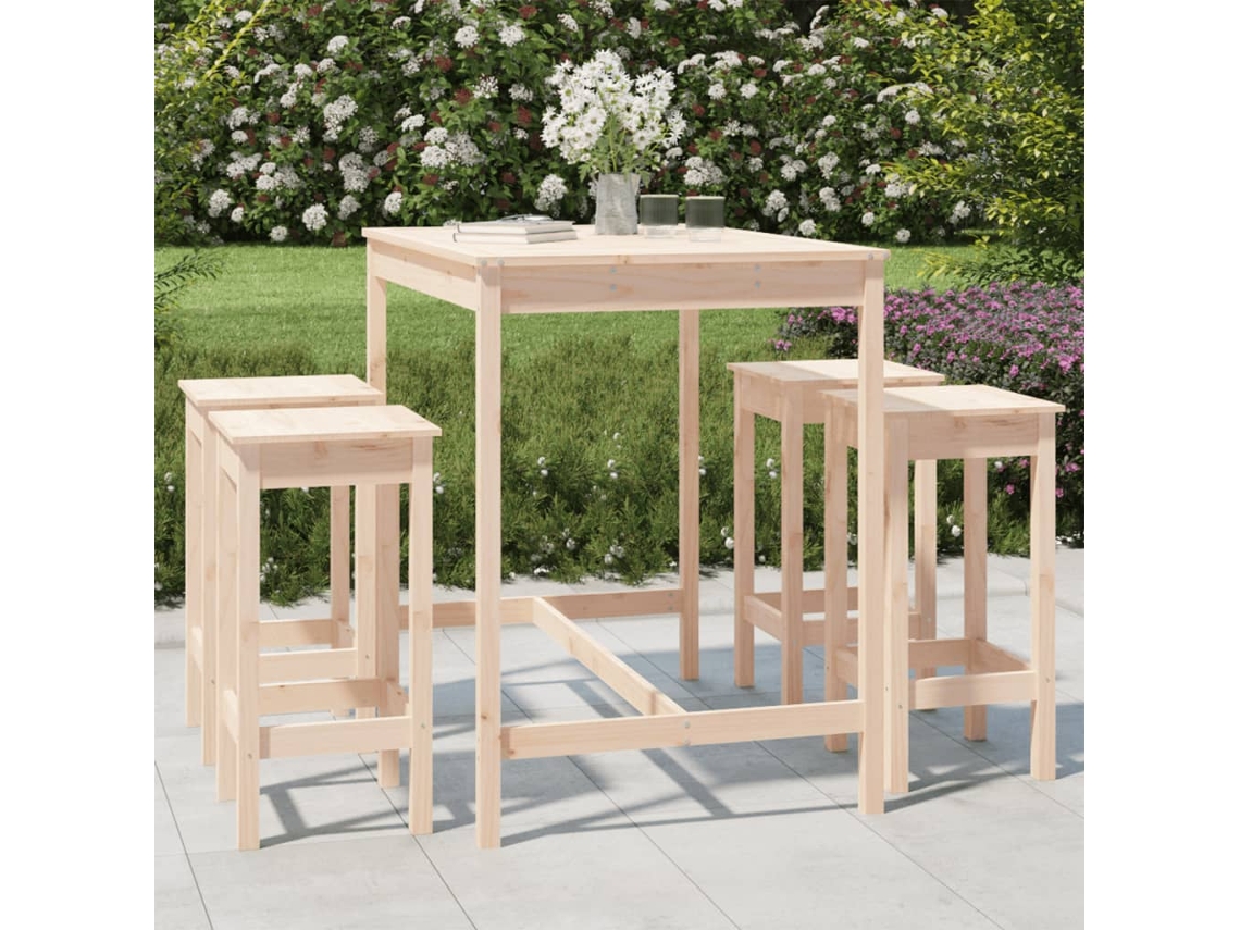 Pcs Conjunto De Bar Para Jardim Pinho Maciço Dkd Home Decor