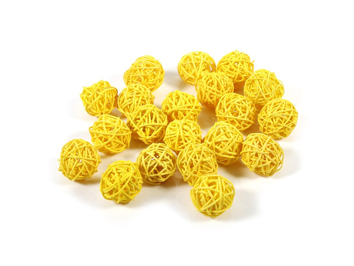 20 Bolas de Rattan Decorativas LAXISCREED Amarelas