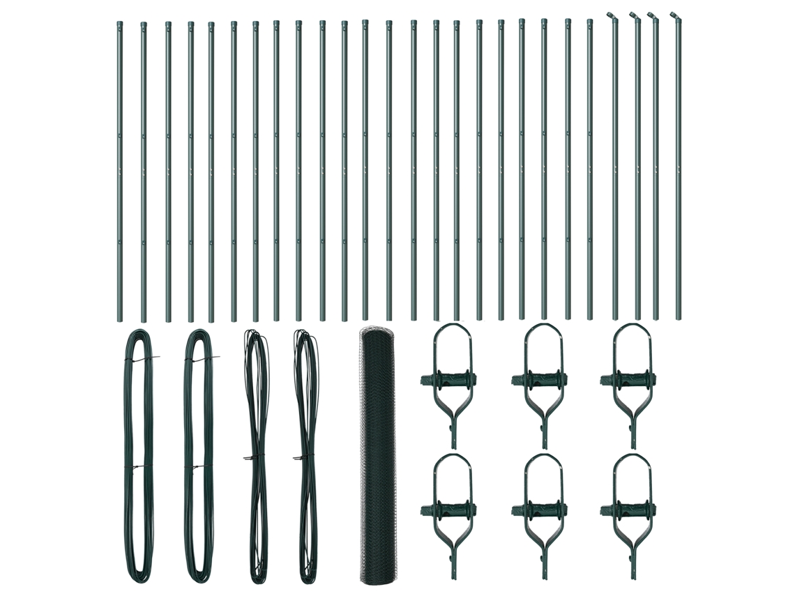 Conjunto 1 Cerca Para Jardim Vidaxl Verde Aço (50 X 1,4 M)