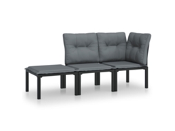 Conjunto de 3 Lounge de Jardim Vime Pe Preto e Cinzento MAISON EXCLUSIVE (3 pcs)