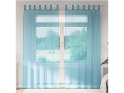 Vidaxl Cortinas De Voile Com Bolsos Para Varão 2 Pcs Turquesa