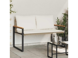 Vidaxl Banco Com Almofada Bege E Branco Creme 115 X 65 X 72 Cm Vime