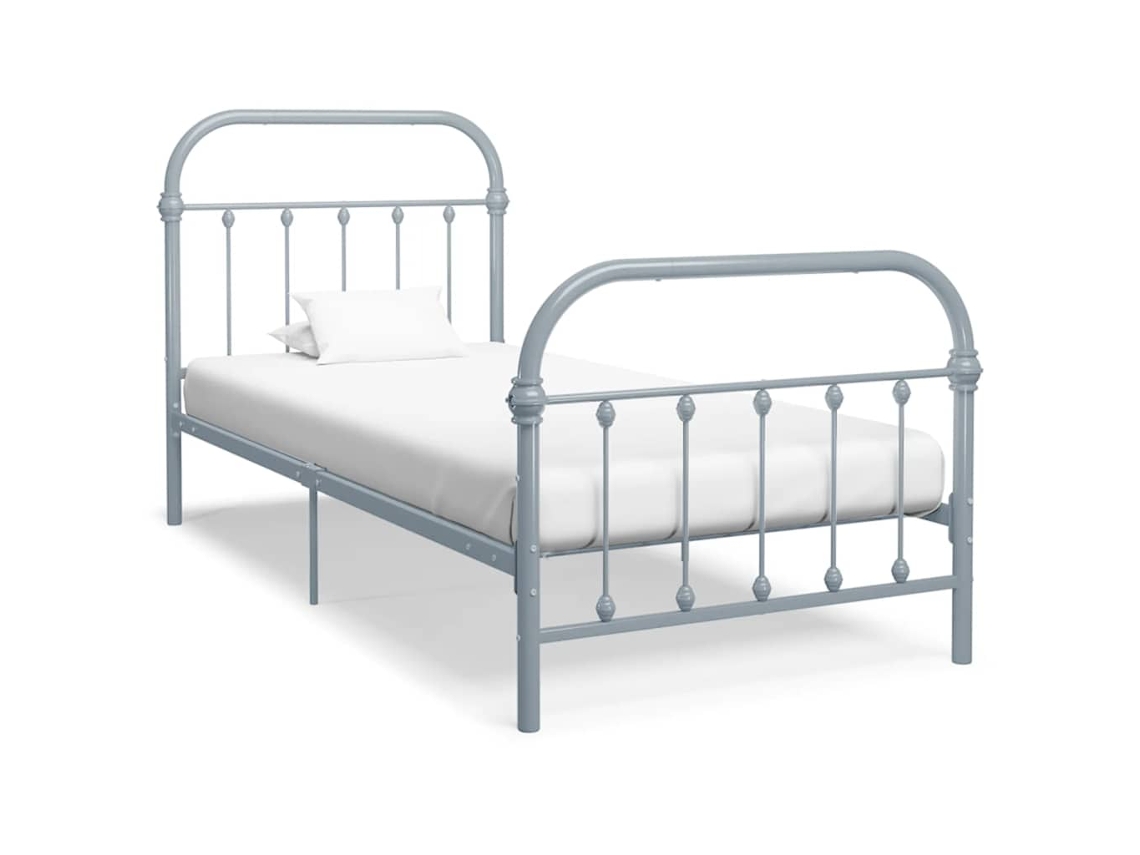 Vidaxl Estrutura De Cama 90x200 Cm Metal Cinzento