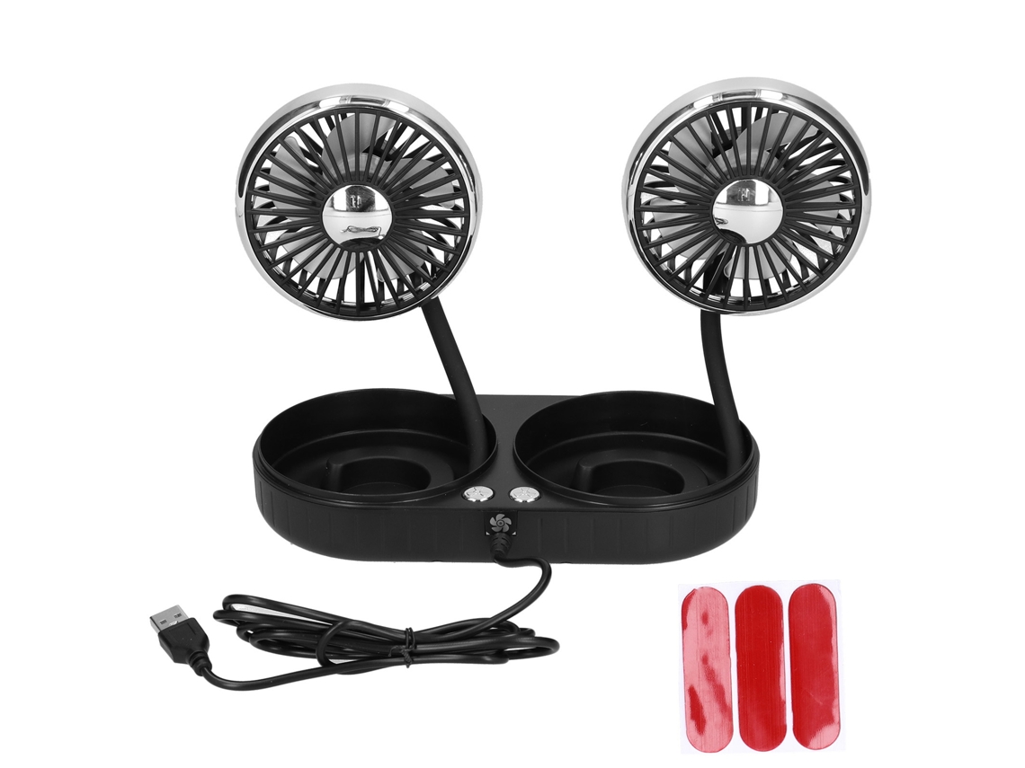 Ventilador elétrico carro 360° rotativo 3 marchas USB bivolt casa escritório preto e prata S/MARCA