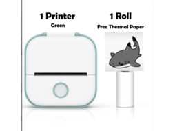 Qu T02 Mini Impressora Térmica Portátil Sem Fio de Bolso Autoadesiva DIY Impressora de Adesivos Verde Rolo de Adesivos de 1m Slowmoose
