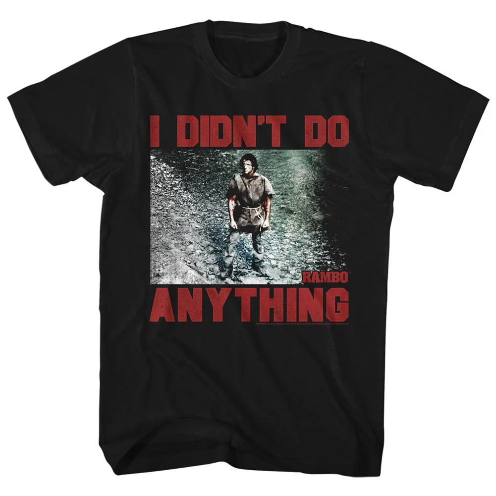Unisex Adult T-shirt Rockinstone Rambo Movie Didnt Do Black Sizexxl