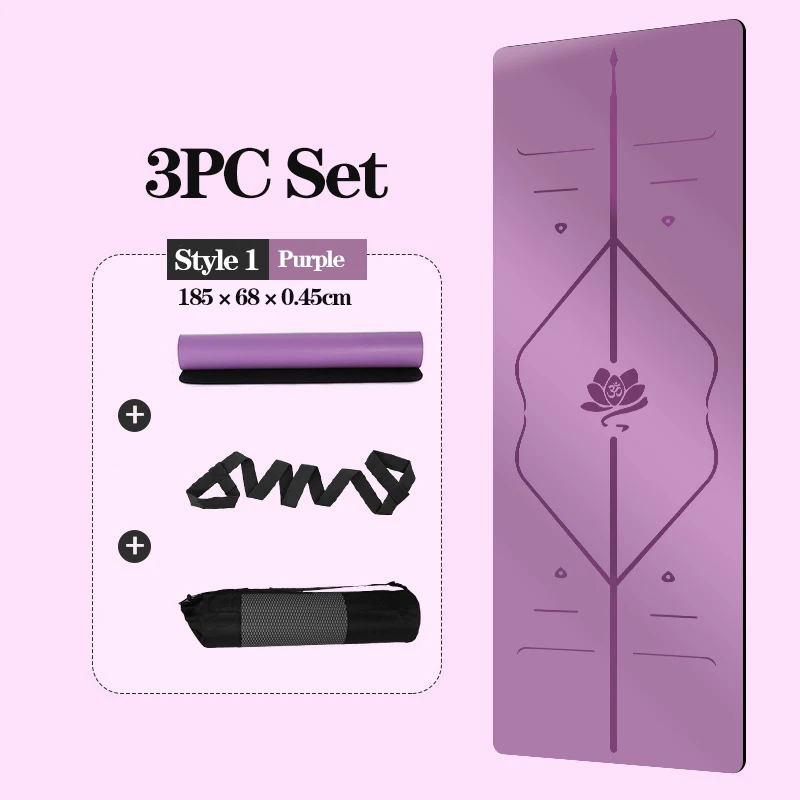 Tapete De Ioga (roxo), Tapete De Pilates Antiderrapante Com Alça De Transporte E Bolsa De Armazenamento.