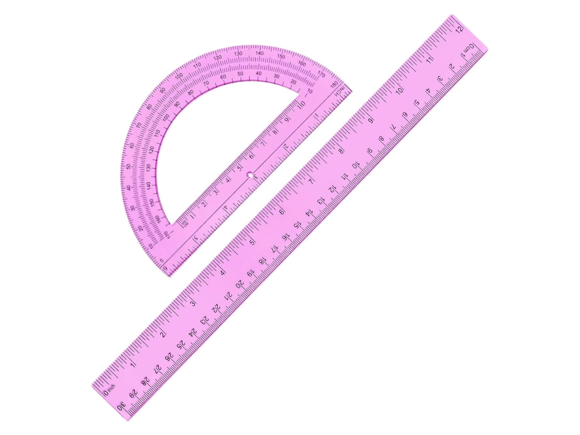 Lurelia Transferidor Dupla Escala Transparente Antiderrapante 24cm 51cm Papel Para Desenho Técnico E Geometria