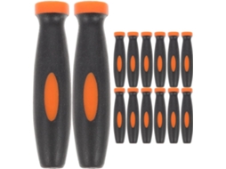 Conjunto De 15 Peças Cabos Borracha Ergonômicos Para Limas, Pretos E Laranjas, Antiderrapantes, Para Ferramentas De