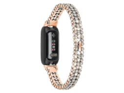 Pulseira De Substituição Para Smartwatch Fitbit Inspire 3, Com Decoração Em Strass E Liga Metálica.