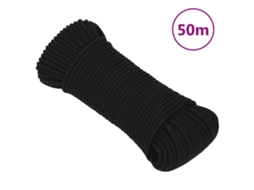 Vidaxl Corda De Trabalho 5 Mm 50 M Poliéster Preto