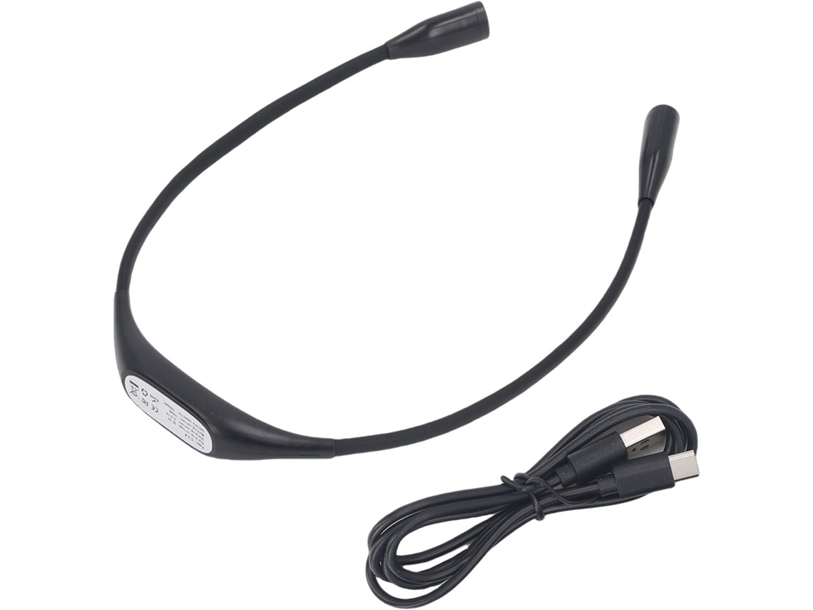 Luz De Leitura, Luz De Pescoço Preta Com Temperatura Cor Dupla, Recarregável Via Usb, Portátil, Led Com Brilho Ajustável