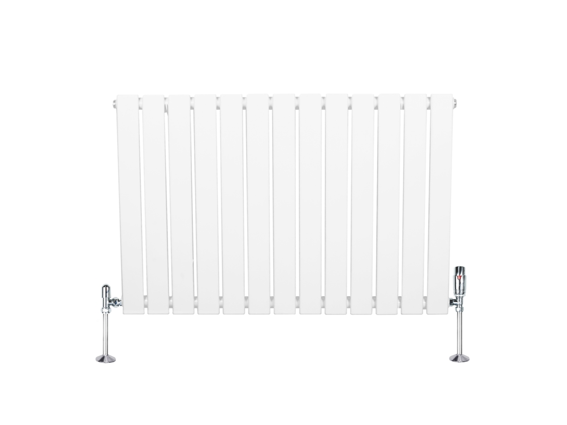 Radiador Plano Coluna Única 600x910 Mm - Branco, Aço Carbono 1,5 Mm, 826w, Alta Eficiência, Válvulas Termostáticas