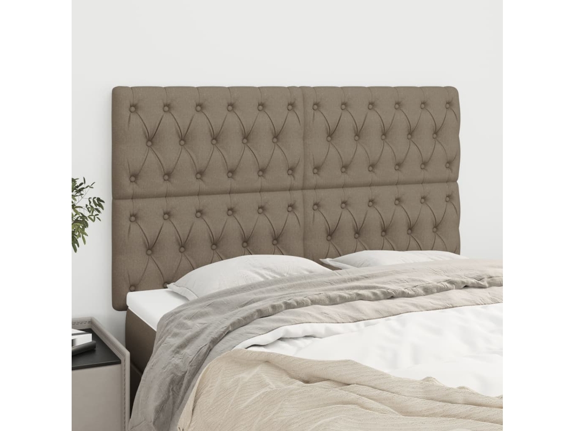 Vidaxl Cabeceira Taupe 160x7x118/128 Cm Tecido