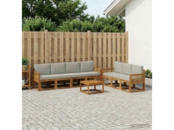 Vidaxl Conjunto De Sofás Para Exterior 8 Pcs Natural E Cinzento-claro