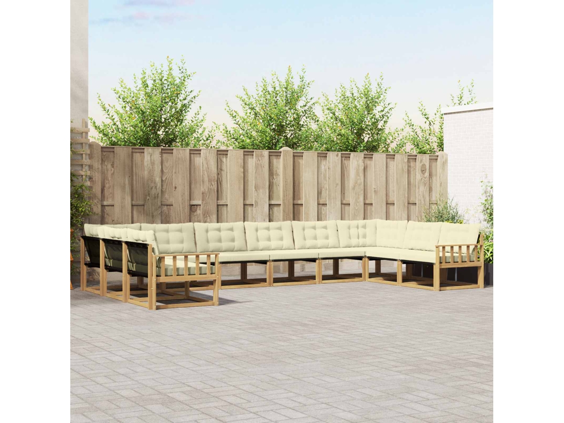 Vidaxl Conjunto De Sofás Para Exterior 10 Pcs Branco E Creme