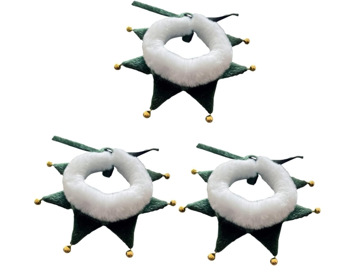 Conjunto De 3 Cachecóis Natalinos Estimação Com Sino, Design Triangular, Confortáveis Cães E Gatos De