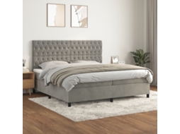 Vidaxl Cama Com Molas/colchão 200x200 Cm Veludo Cinzento-claro