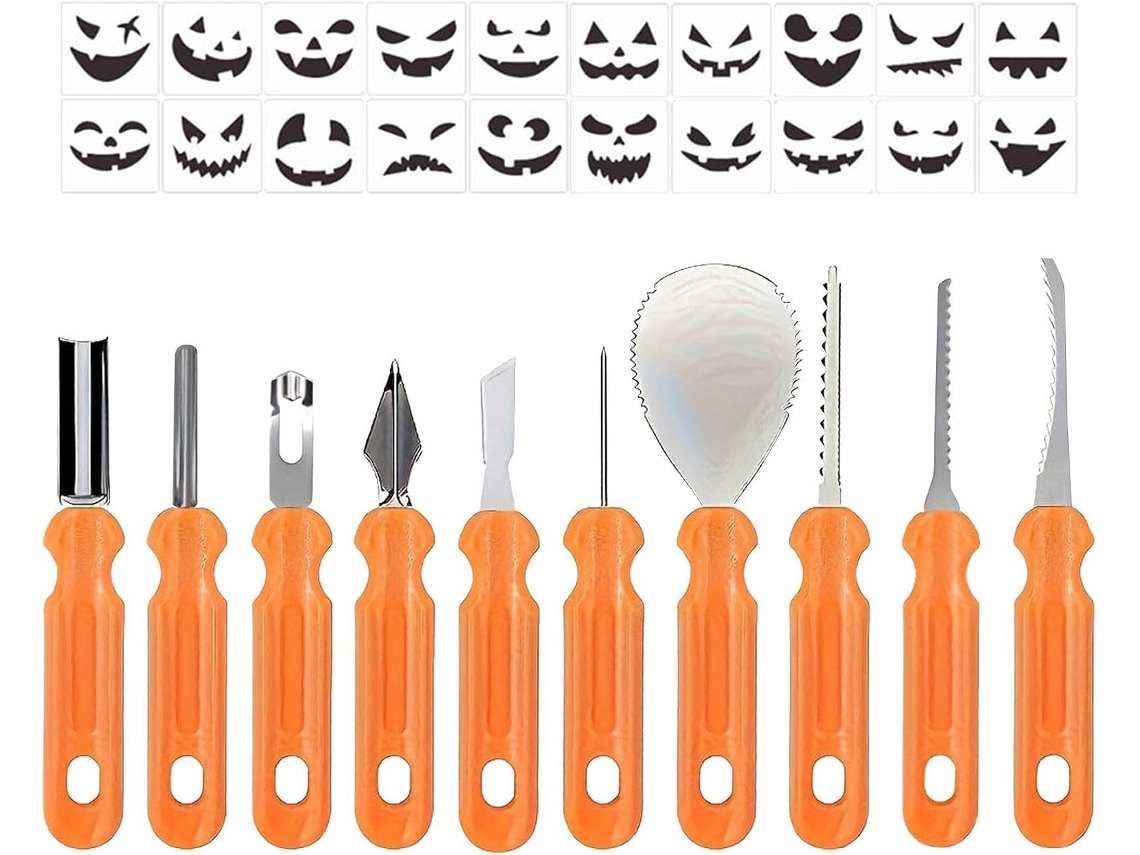 Kit De 30 Peças Para Esculpir Abóboras Com Raspador E Cabo