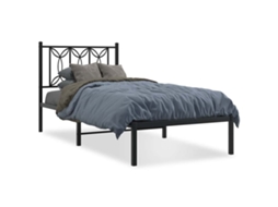 Estrutura de Cama com Cabeceira 90x190 Cm Metal Preto MAISON EXCLUSIVE